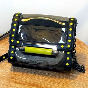 Diane Von Furstenburg Highline Black Yellow Micro Mini Clear Crossbody Bag